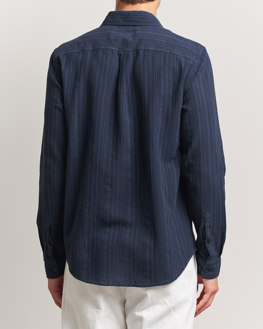 Herre | Skjorter | LES DEUX | Konrad Striped Structure Shirt Dark Navy