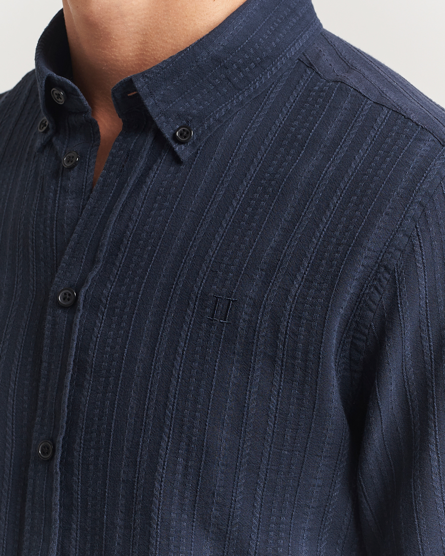 Herre | Skjorter | LES DEUX | Konrad Striped Structure Shirt Dark Navy