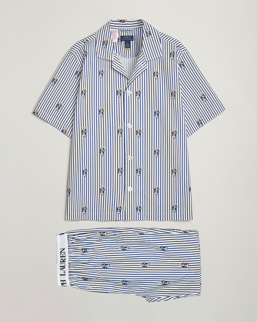 Herre | Pyjamas & Morgenkåber | Polo Ralph Lauren | Cotton Short Sleeve Pyjama Set Stripe/Bear
