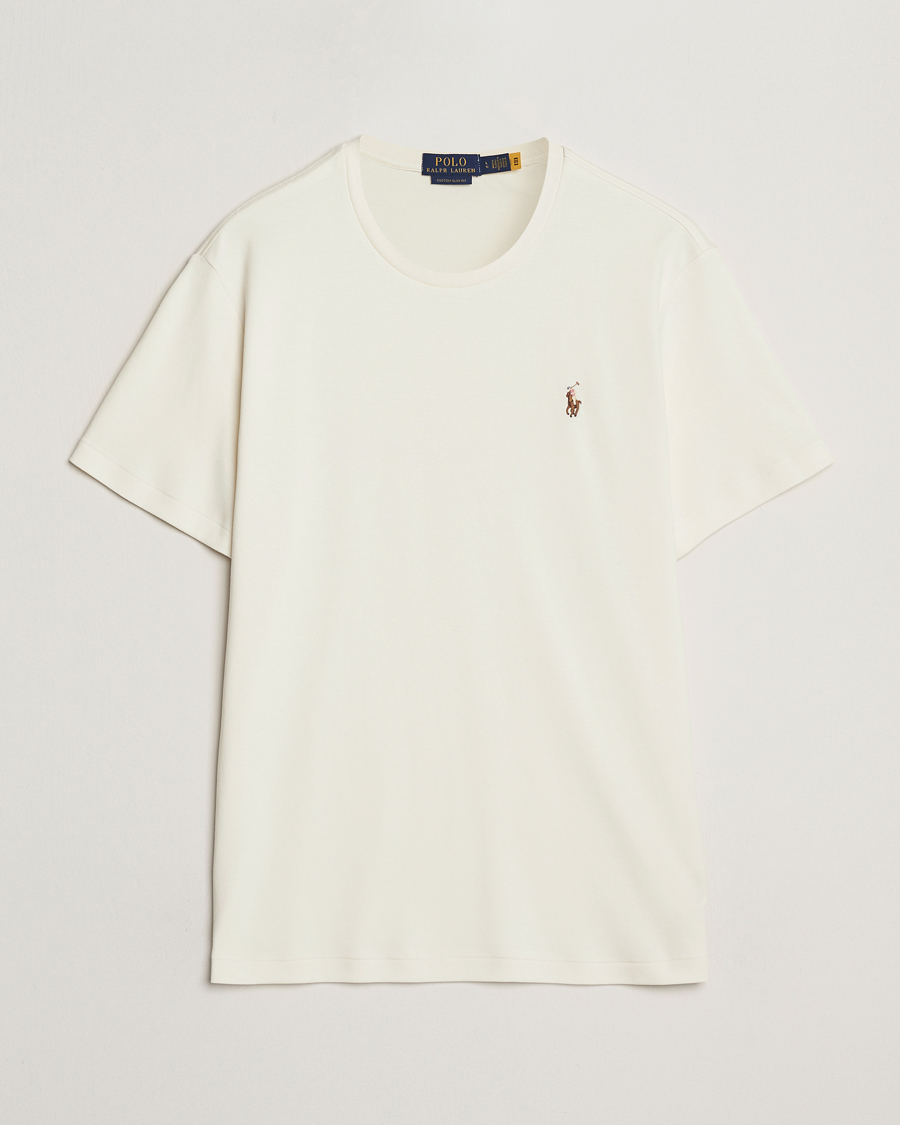 Herre | T-Shirts | Polo Ralph Lauren | Luxury Pima Cotton Crew Neck T-Shirt Pale Cream