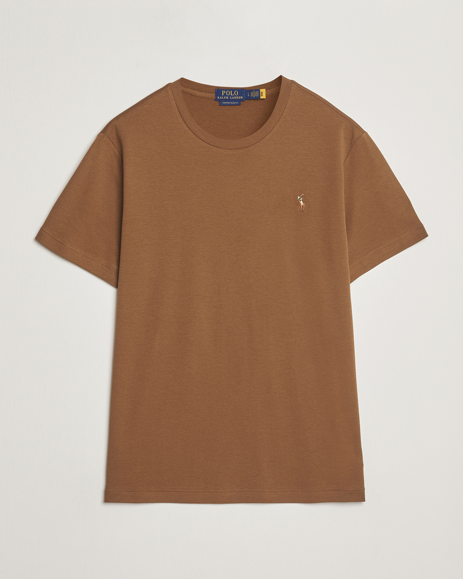 Herre | T-Shirts | Polo Ralph Lauren | Luxury Pima Cotton Crew Neck T-Shirt Nature Brown