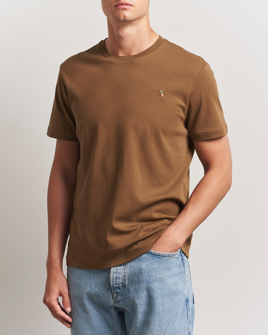 Herre | T-Shirts | Polo Ralph Lauren | Luxury Pima Cotton Crew Neck T-Shirt Nature Brown