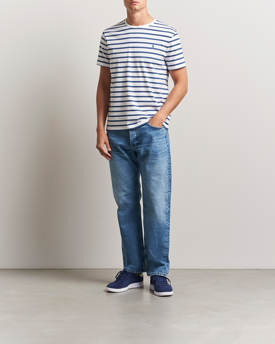 Herre | T-Shirts | Polo Ralph Lauren | Custom Slim Fit Striped Tee White/Old Royal
