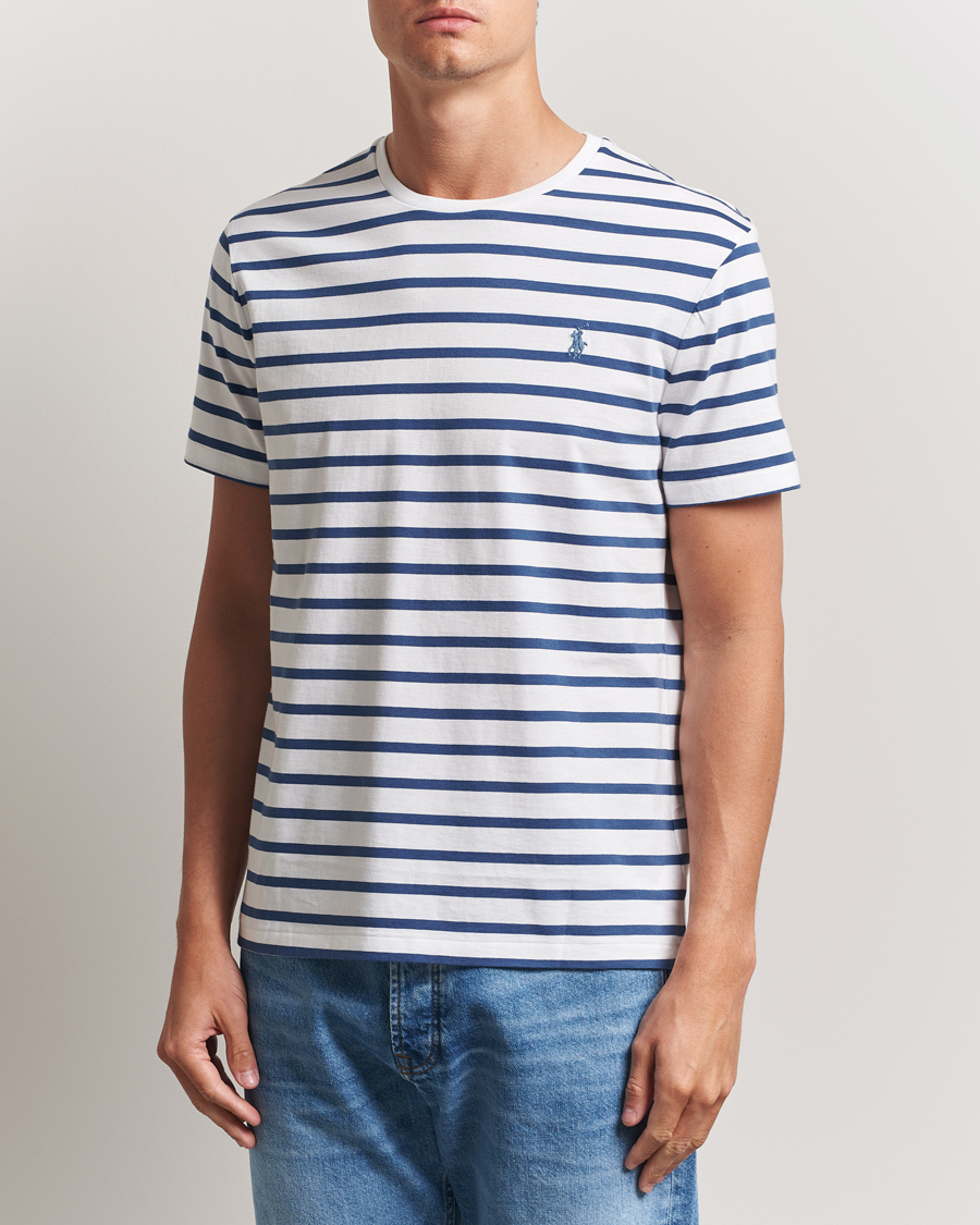 Herre | T-Shirts | Polo Ralph Lauren | Custom Slim Fit Striped Tee White/Old Royal