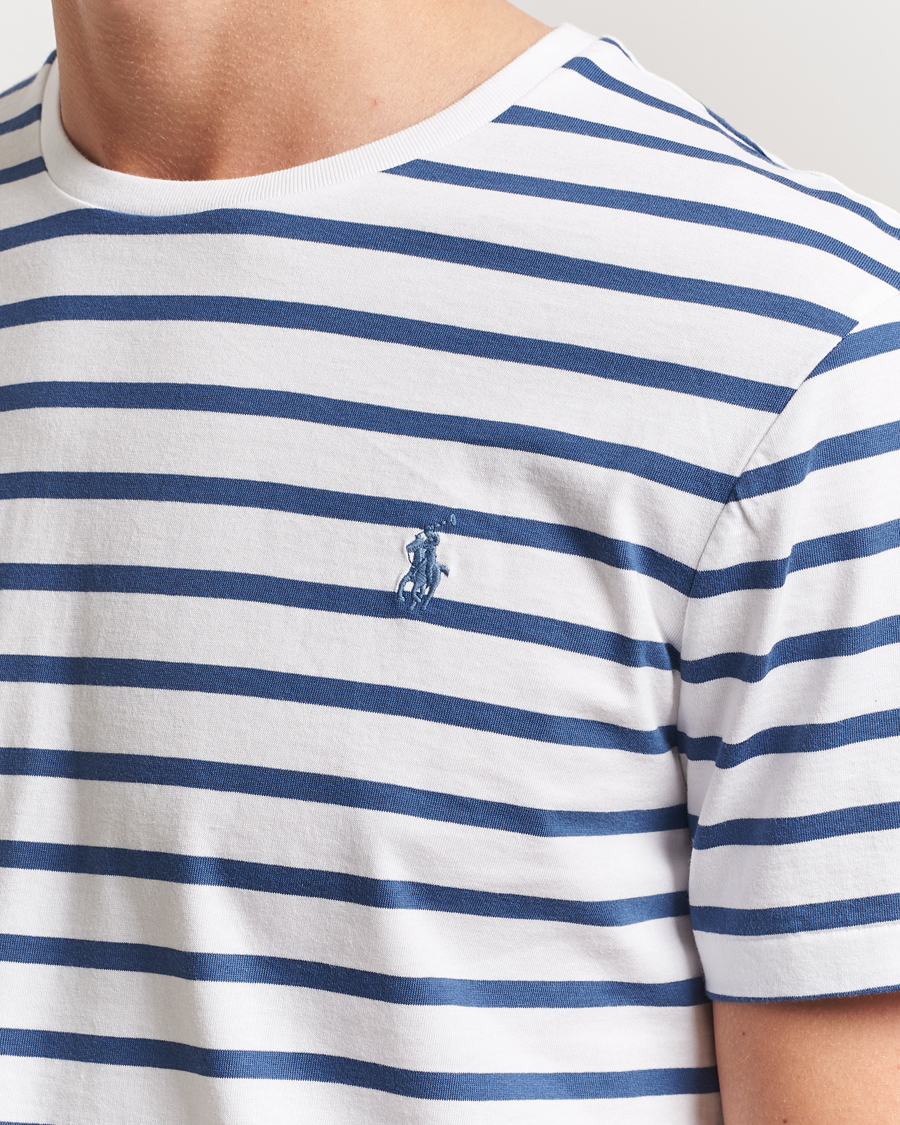 Herre | T-Shirts | Polo Ralph Lauren | Custom Slim Fit Striped Tee White/Old Royal