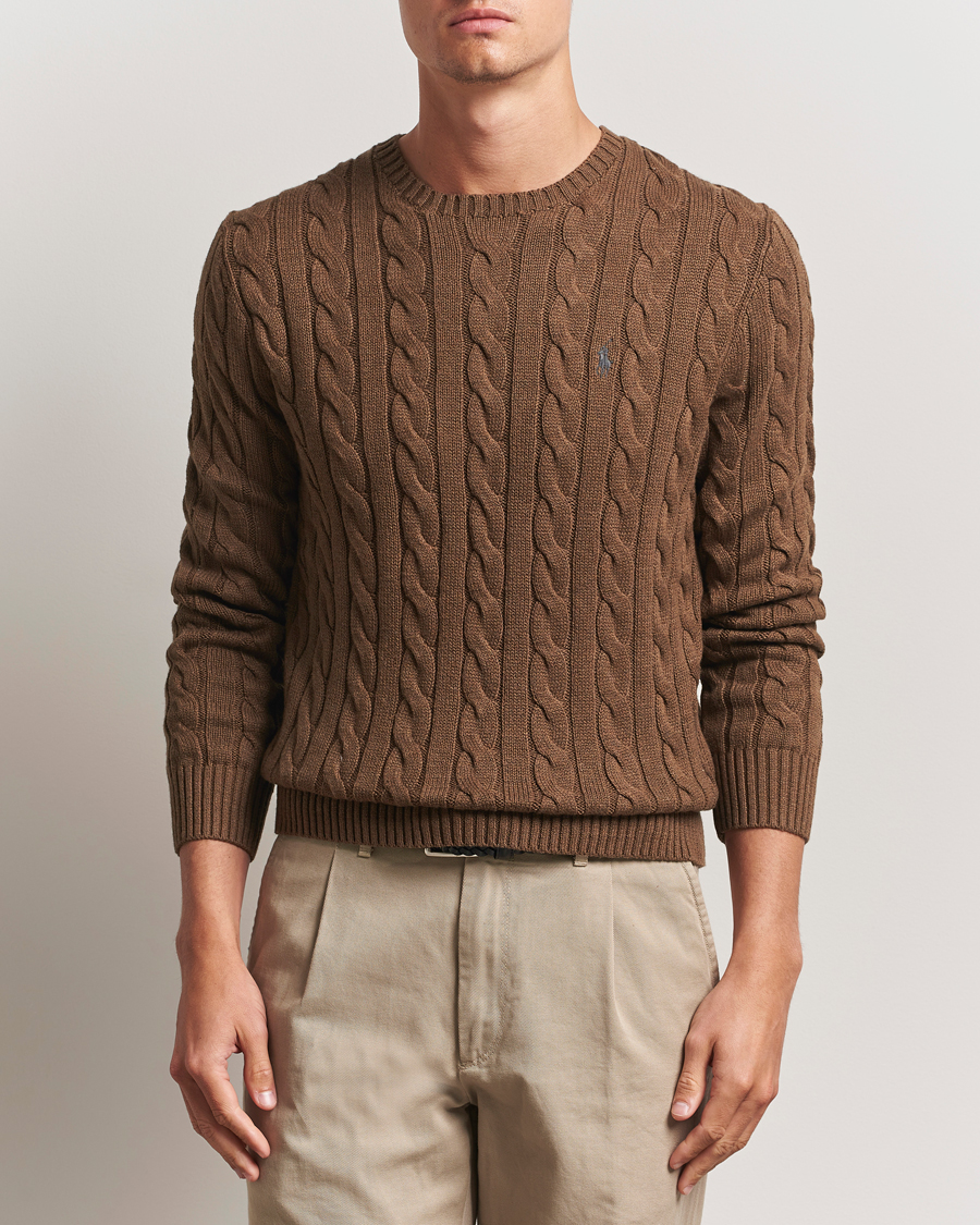 Herre | Trøjer | Polo Ralph Lauren | Cotton Cable Pullover Coffee Brown Heather