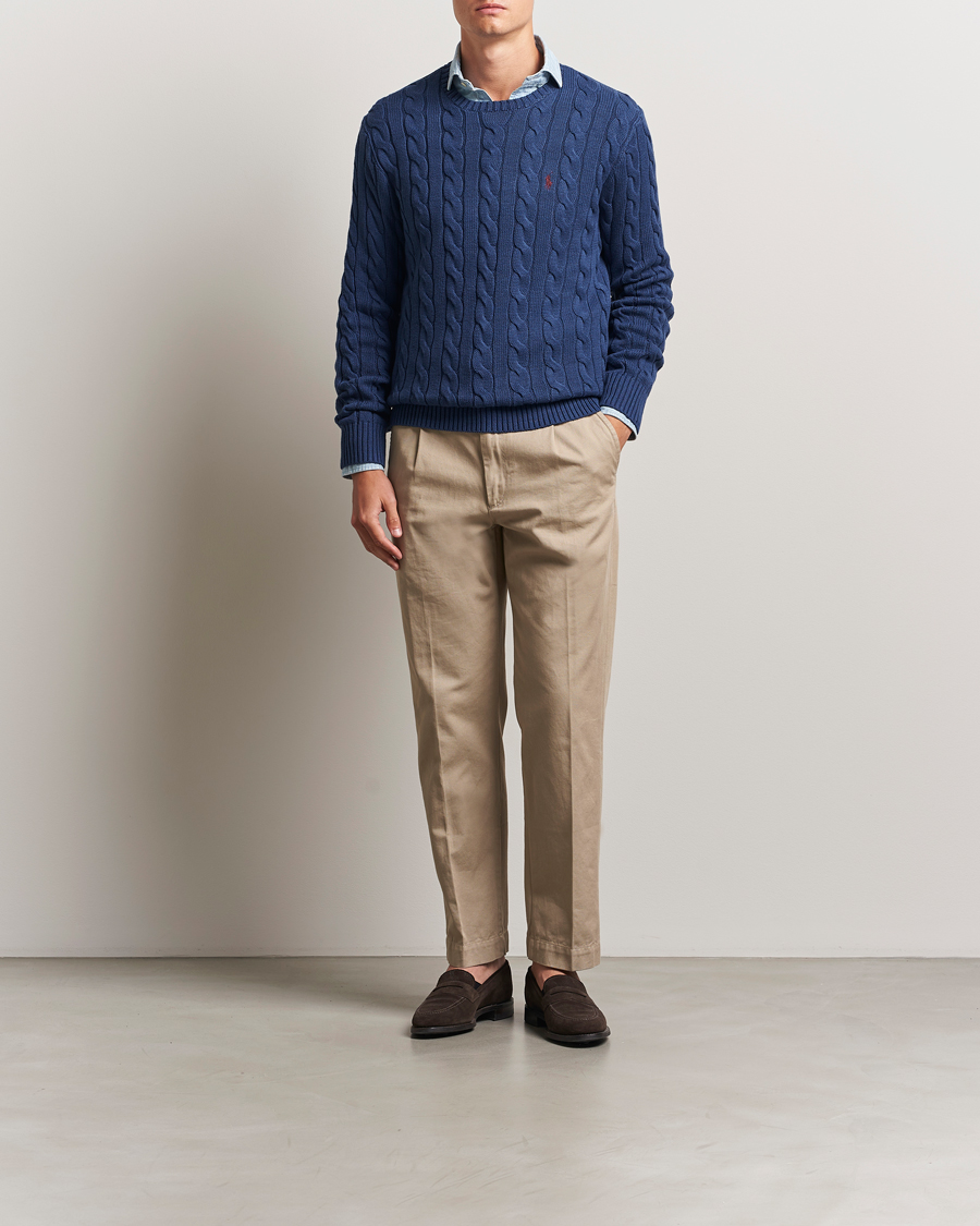 Herre | Trøjer | Polo Ralph Lauren | Cotton Cable Pullover Light Navy