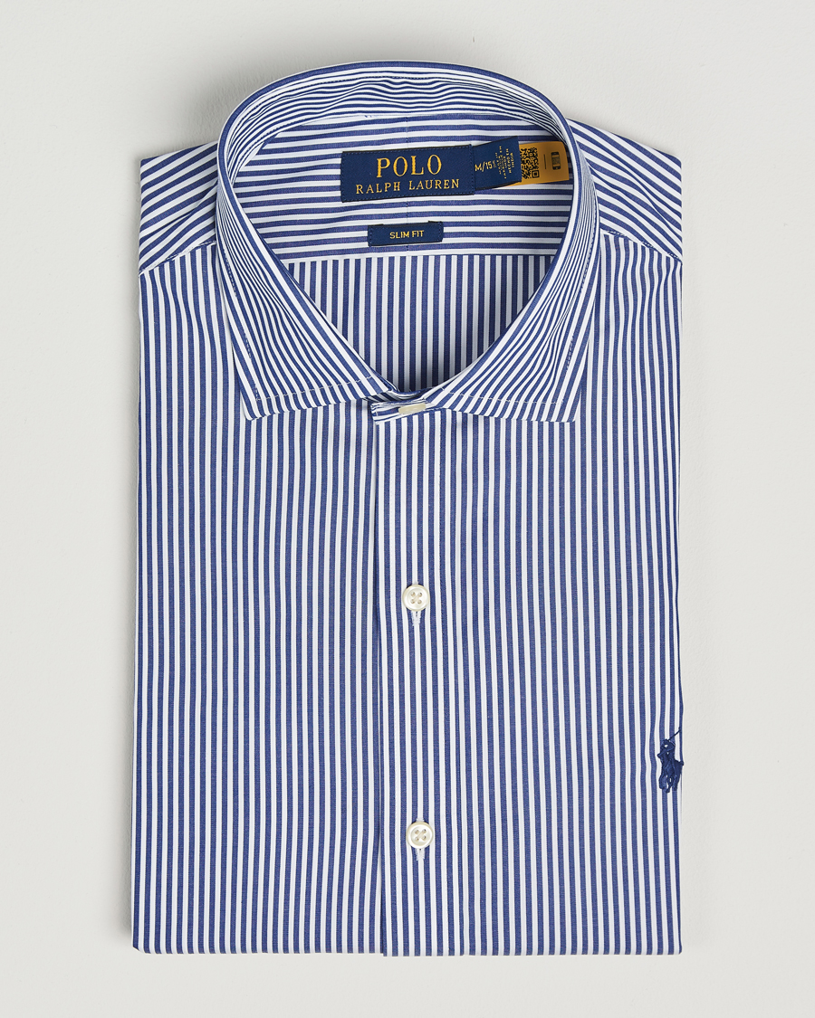 Herre | Skjorter | Polo Ralph Lauren | Slim Fit Stripe Dress Shirt Royal/White