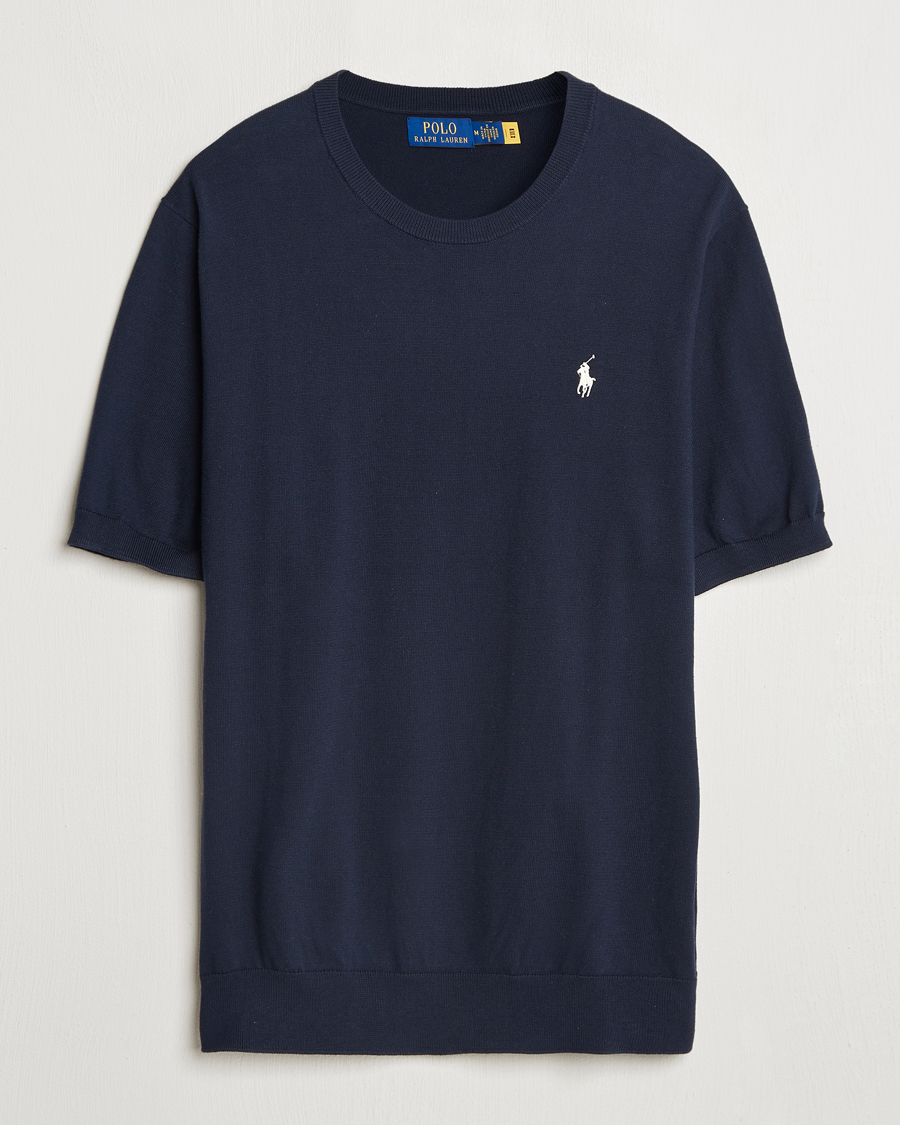 Herre | T-Shirts | Polo Ralph Lauren | Knitted Short Sleeve Tee Hunter Navy