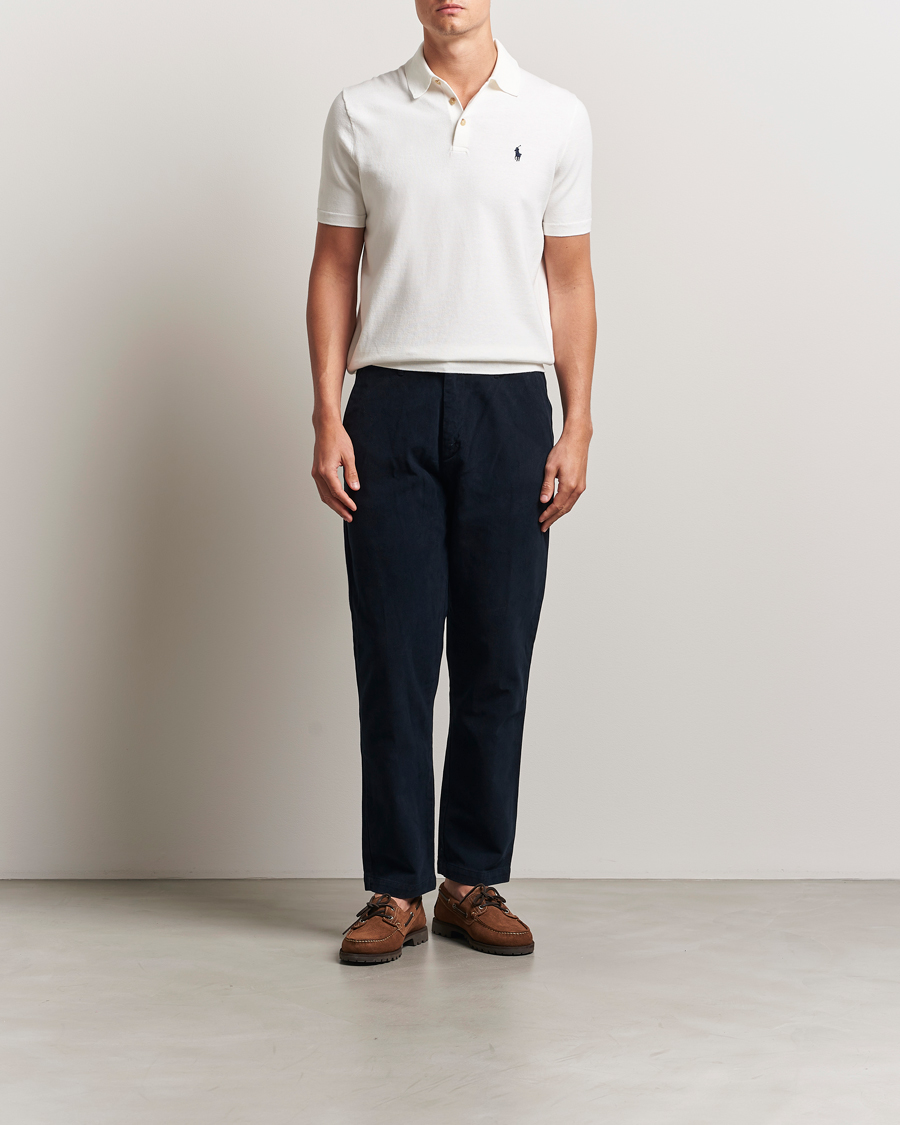 Herre | Trøjer | Polo Ralph Lauren | Knitted Short Sleeve Polo Deckwash White