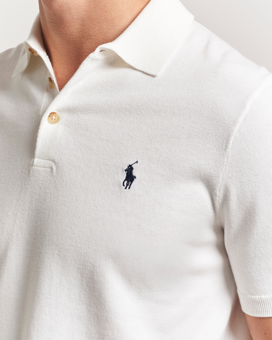Herre | Trøjer | Polo Ralph Lauren | Knitted Short Sleeve Polo Deckwash White