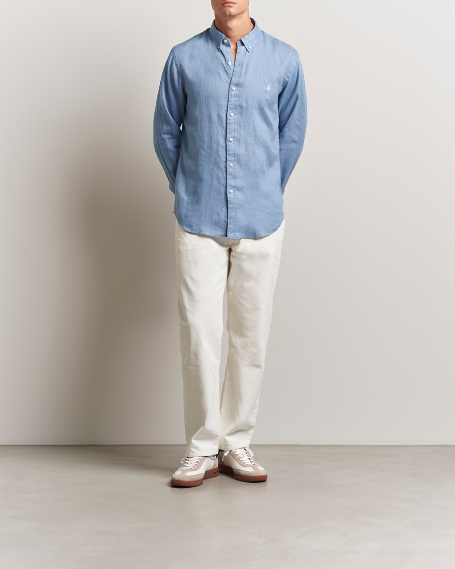 Herre | Skjorter | Polo Ralph Lauren | Slim Fit Linen Shirt Channel Blue