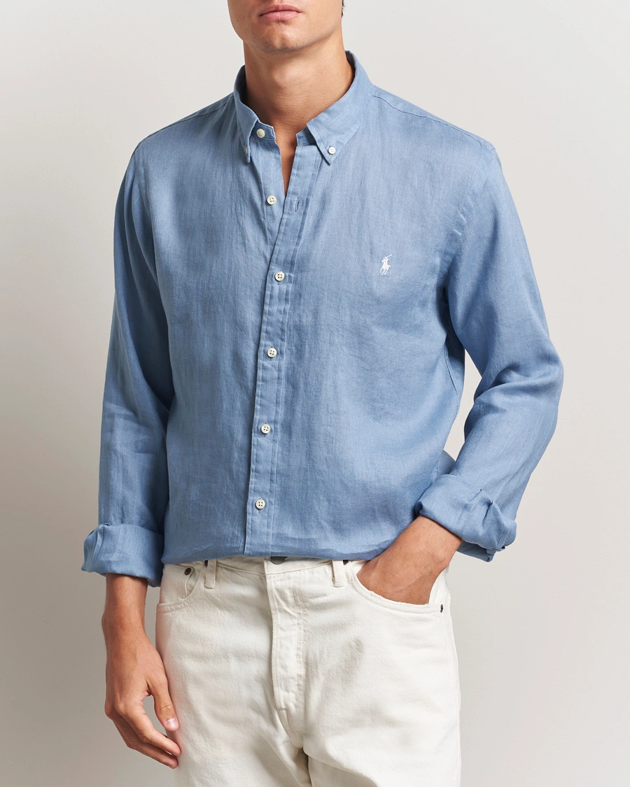 Herre | Skjorter | Polo Ralph Lauren | Slim Fit Linen Shirt Channel Blue