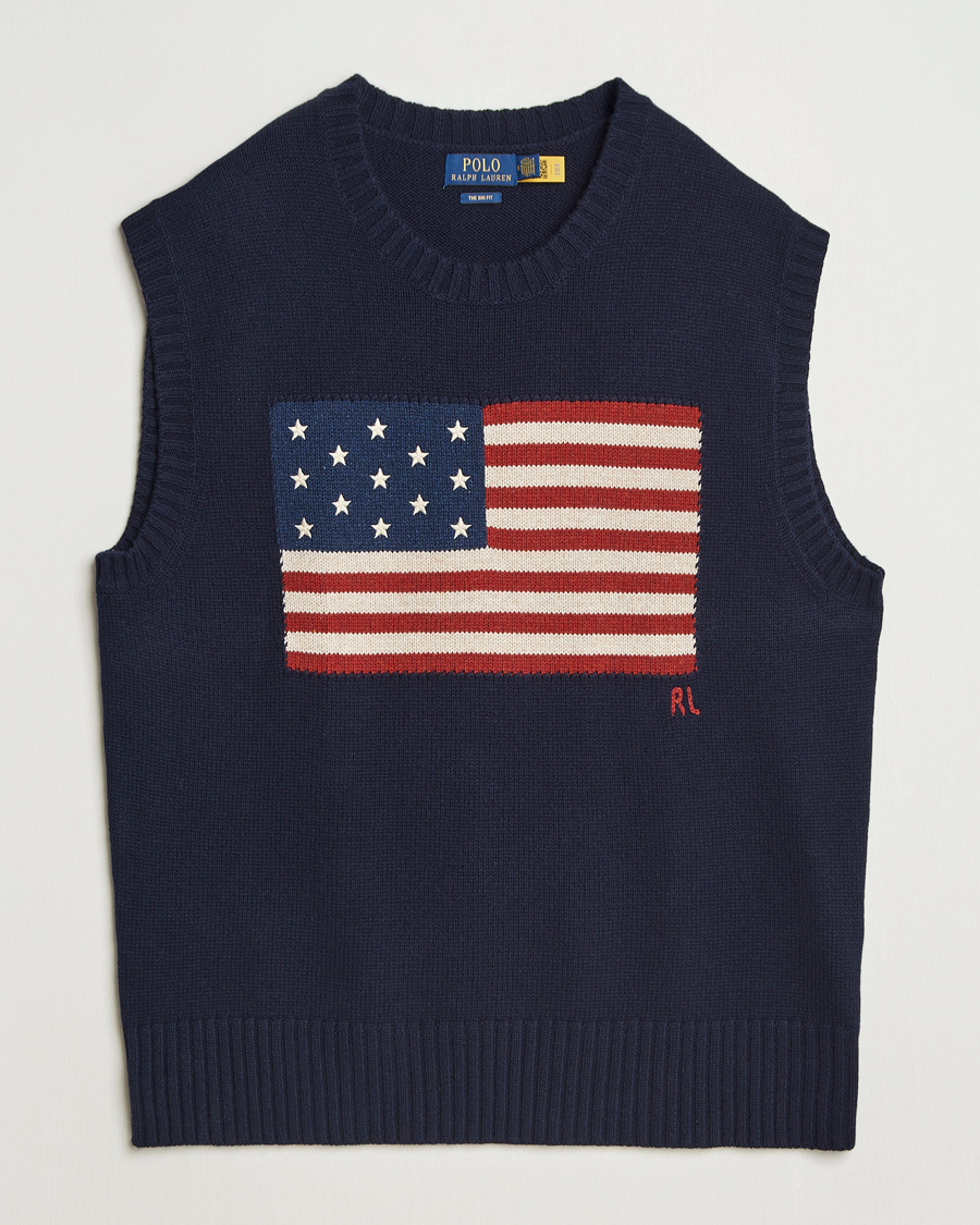 Herre | Trøjer | Polo Ralph Lauren | US Flag Cotton/Wool Vest Hunter Navy