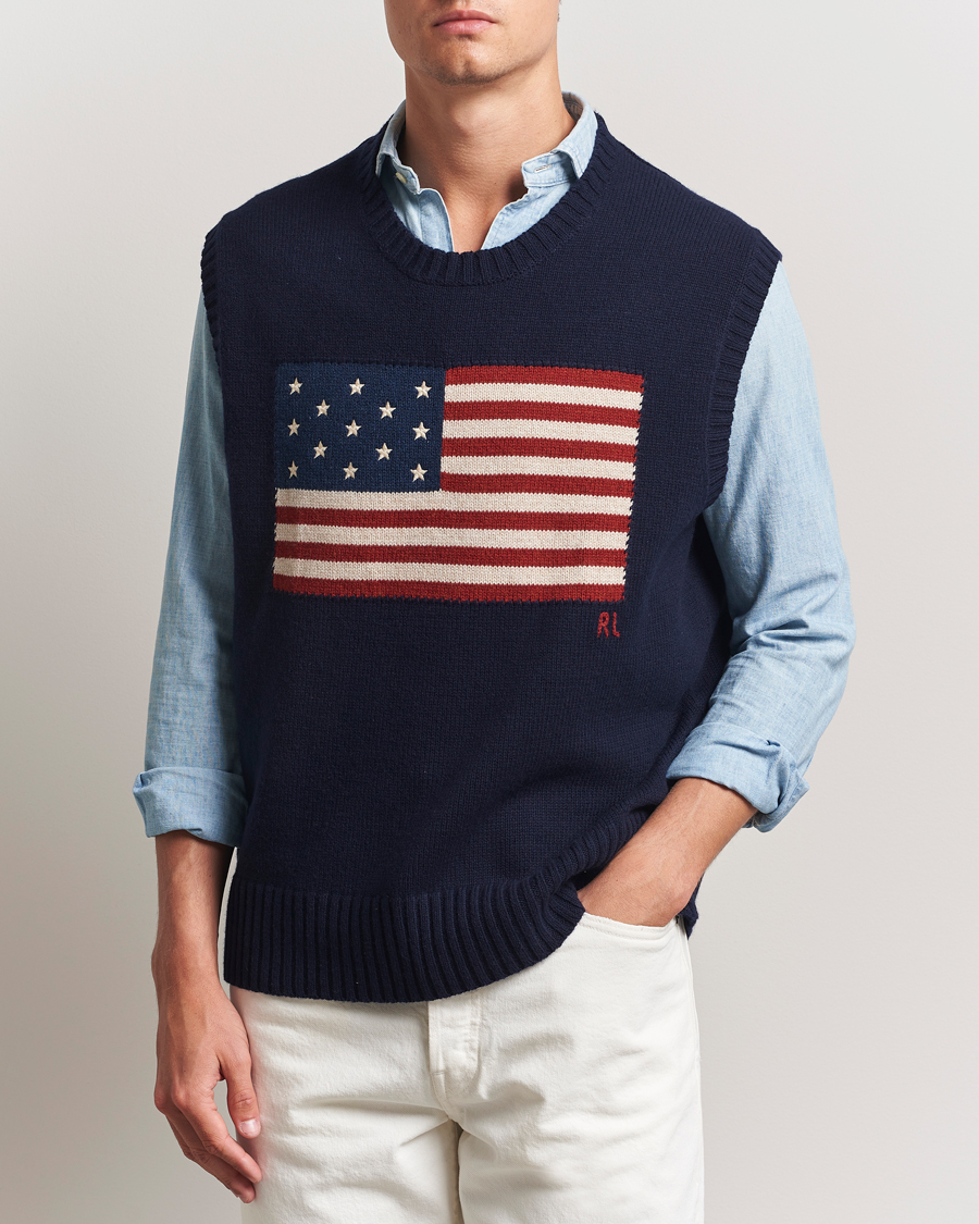 Herre | Trøjer | Polo Ralph Lauren | US Flag Cotton/Wool Vest Hunter Navy