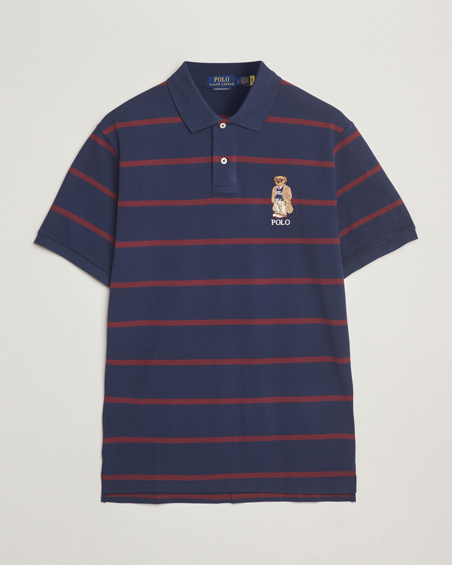 Herre | Polotrøjer | Polo Ralph Lauren | Custom Slim Fit Bear Striped Polo Navy/Heritage Bear