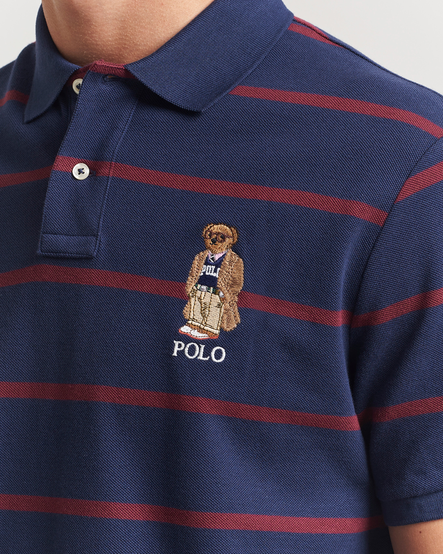Herre | Polotrøjer | Polo Ralph Lauren | Custom Slim Fit Bear Striped Polo Navy/Heritage Bear