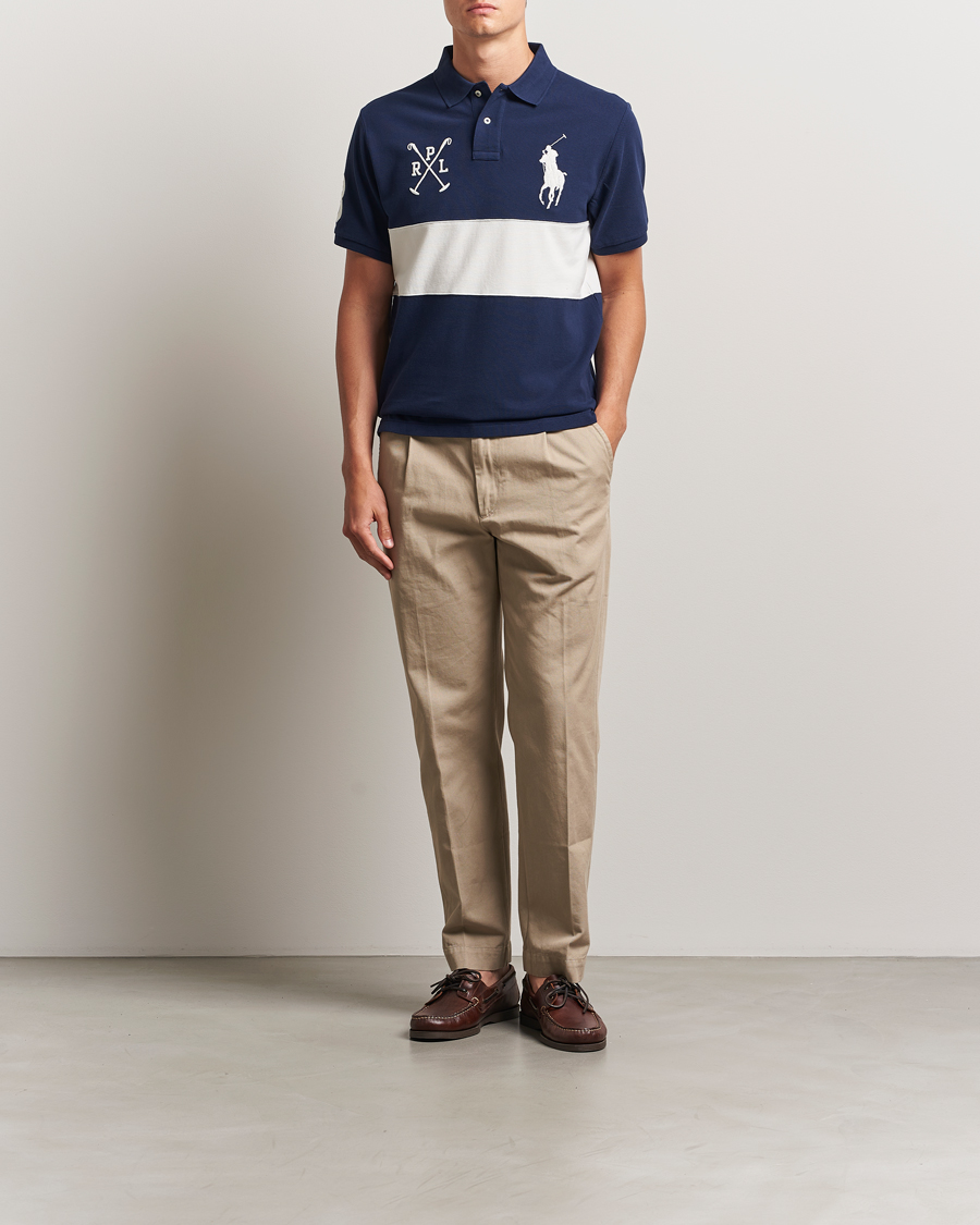 Herre | Polotrøjer | Polo Ralph Lauren | Custom Slim Block Stripe Polo Newport Navy/Nevis