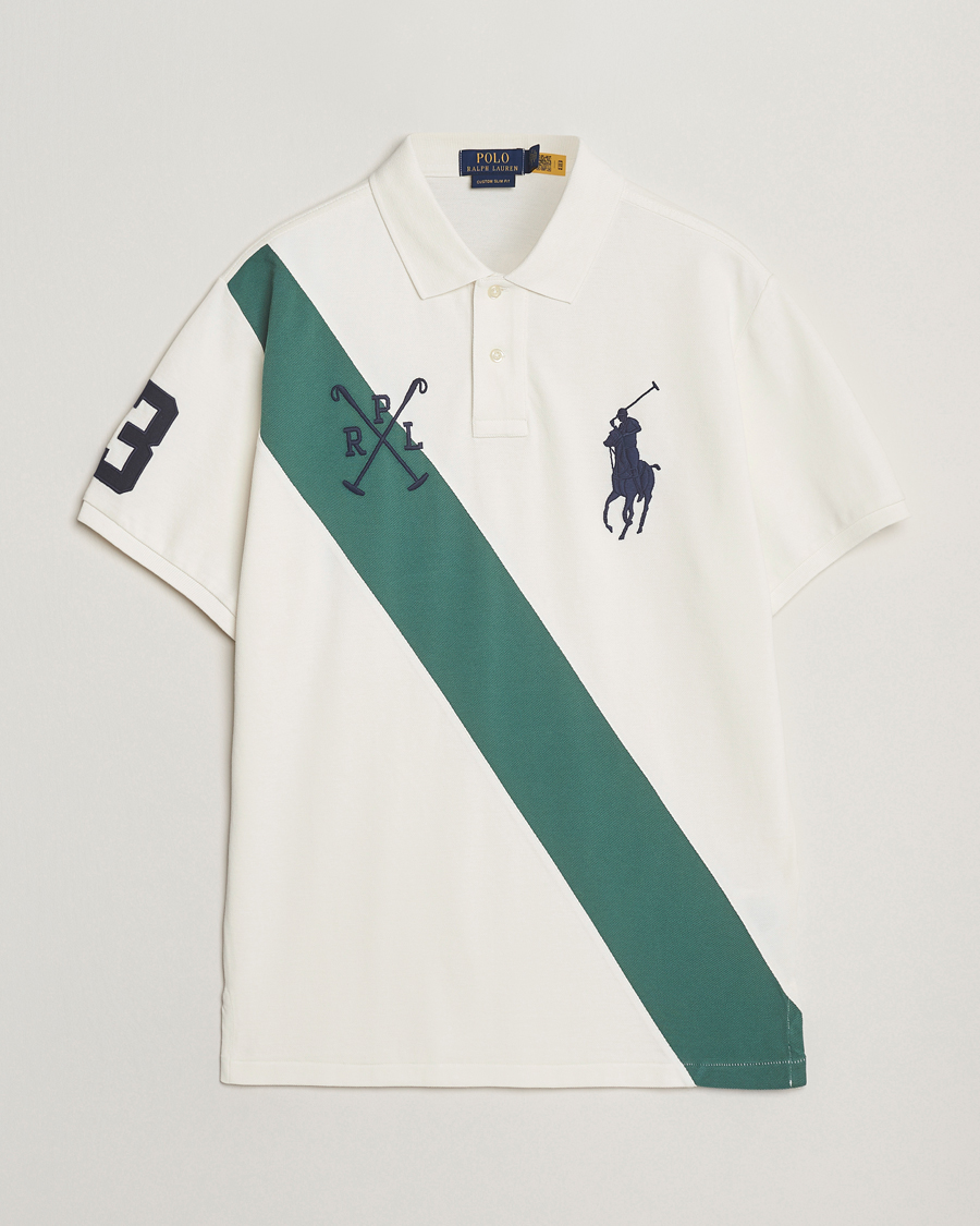 Herre | Polotrøjer | Polo Ralph Lauren | Custom Slim Diagonal Stripe Polo Nevis/Washed Forest