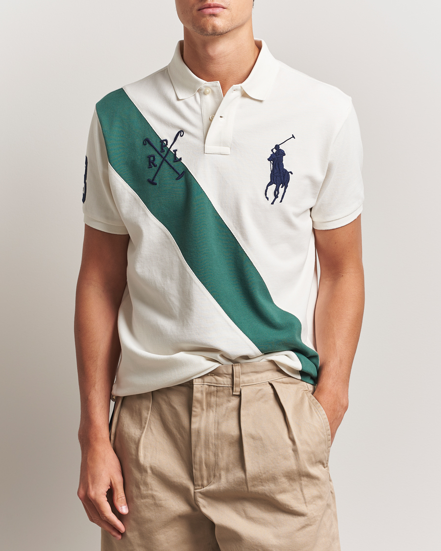 Herre | Polotrøjer | Polo Ralph Lauren | Custom Slim Diagonal Stripe Polo Nevis/Washed Forest
