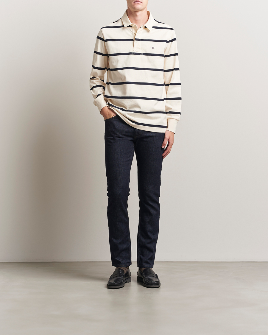 Herre | Trøjer | GANT | Thin Stripe Heavy Rugger Cream