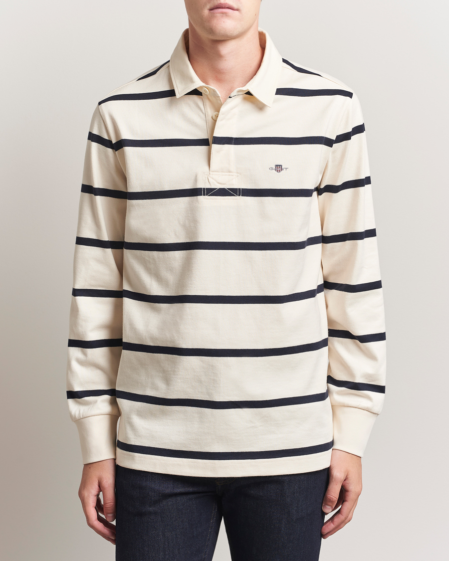 Herre | Trøjer | GANT | Thin Stripe Heavy Rugger Cream