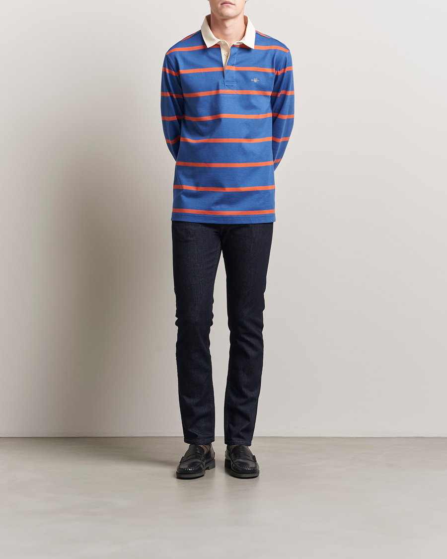 Herre | Trøjer | GANT | Thin Stripe Heavy Rugger Rich Blue