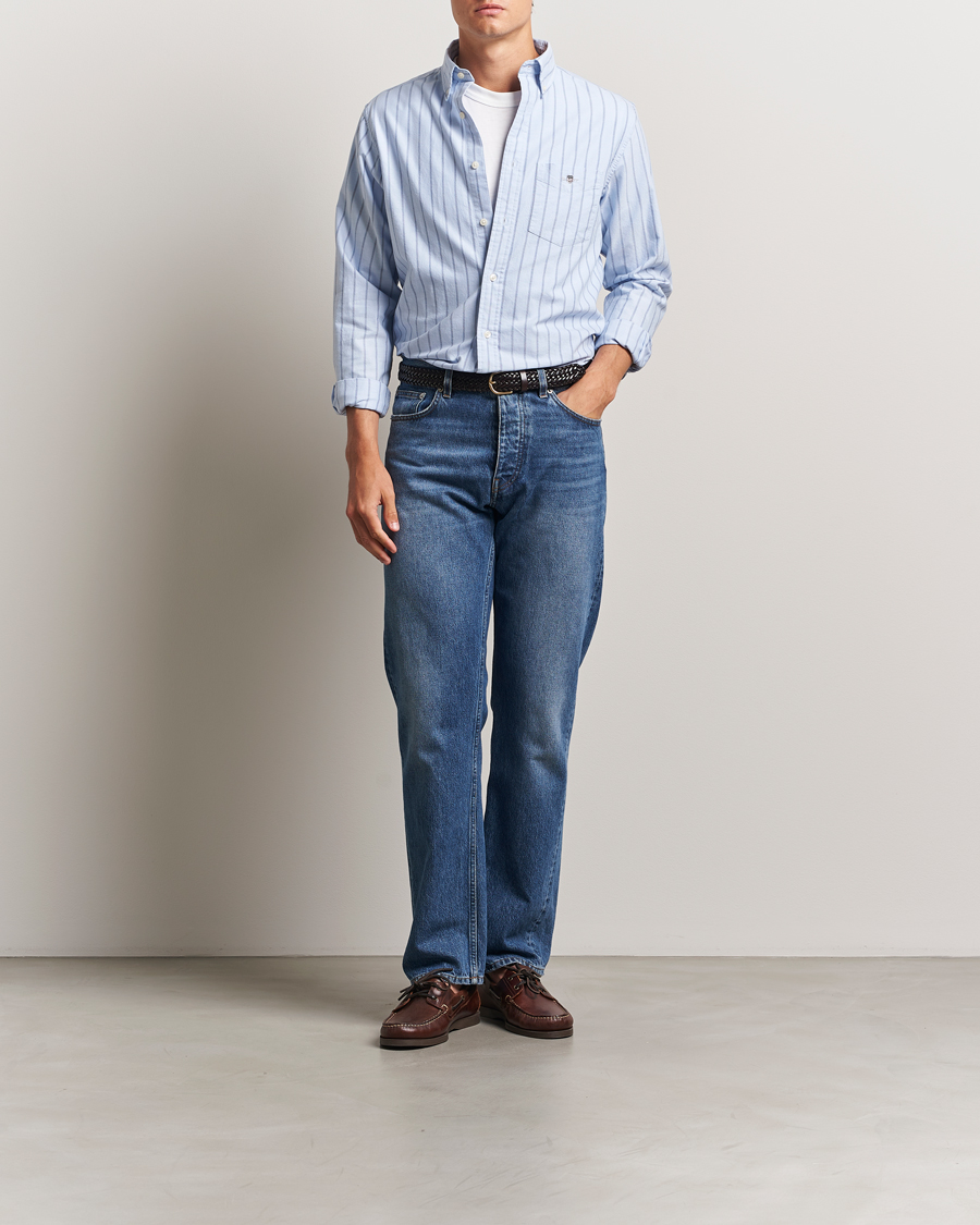 Herre | Skjorter | GANT | Regular Fit Classic Oxford Striped Shirt Light Blue
