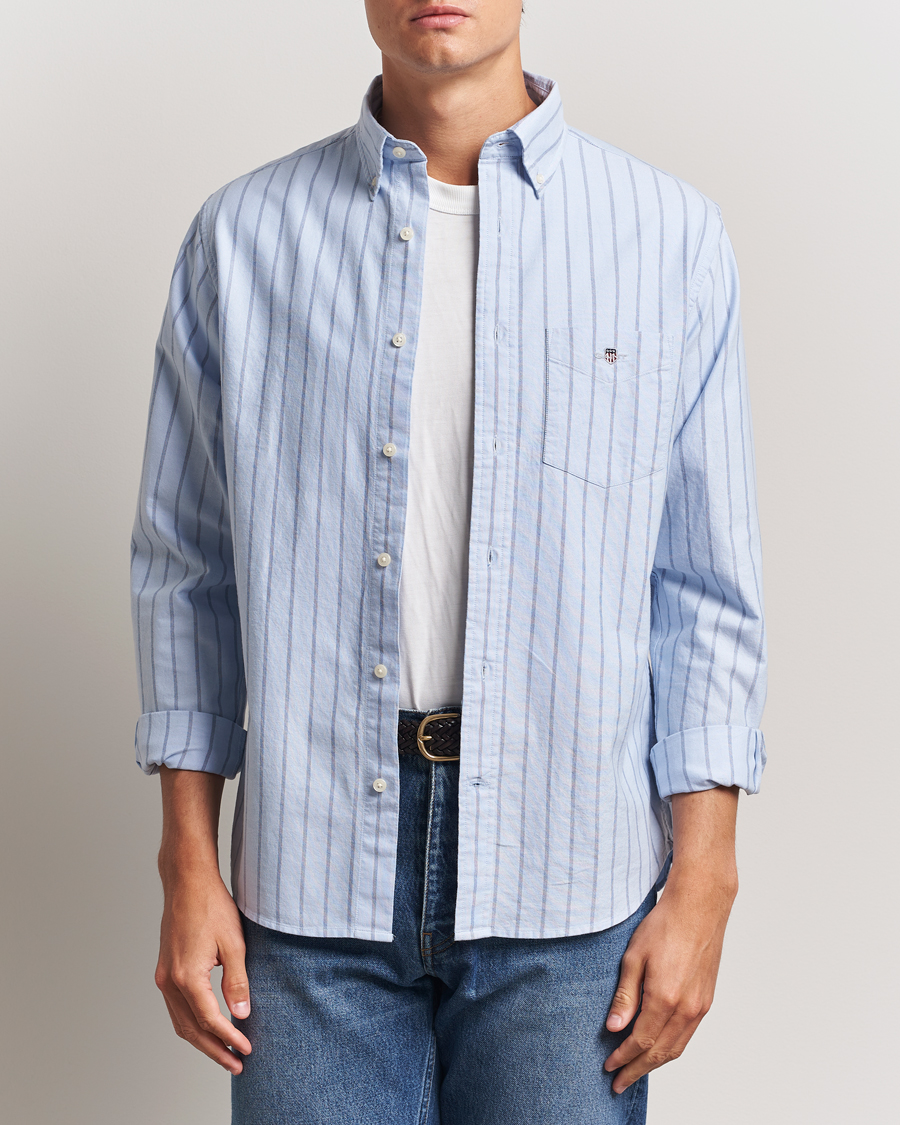Herre | Skjorter | GANT | Regular Fit Classic Oxford Striped Shirt Light Blue
