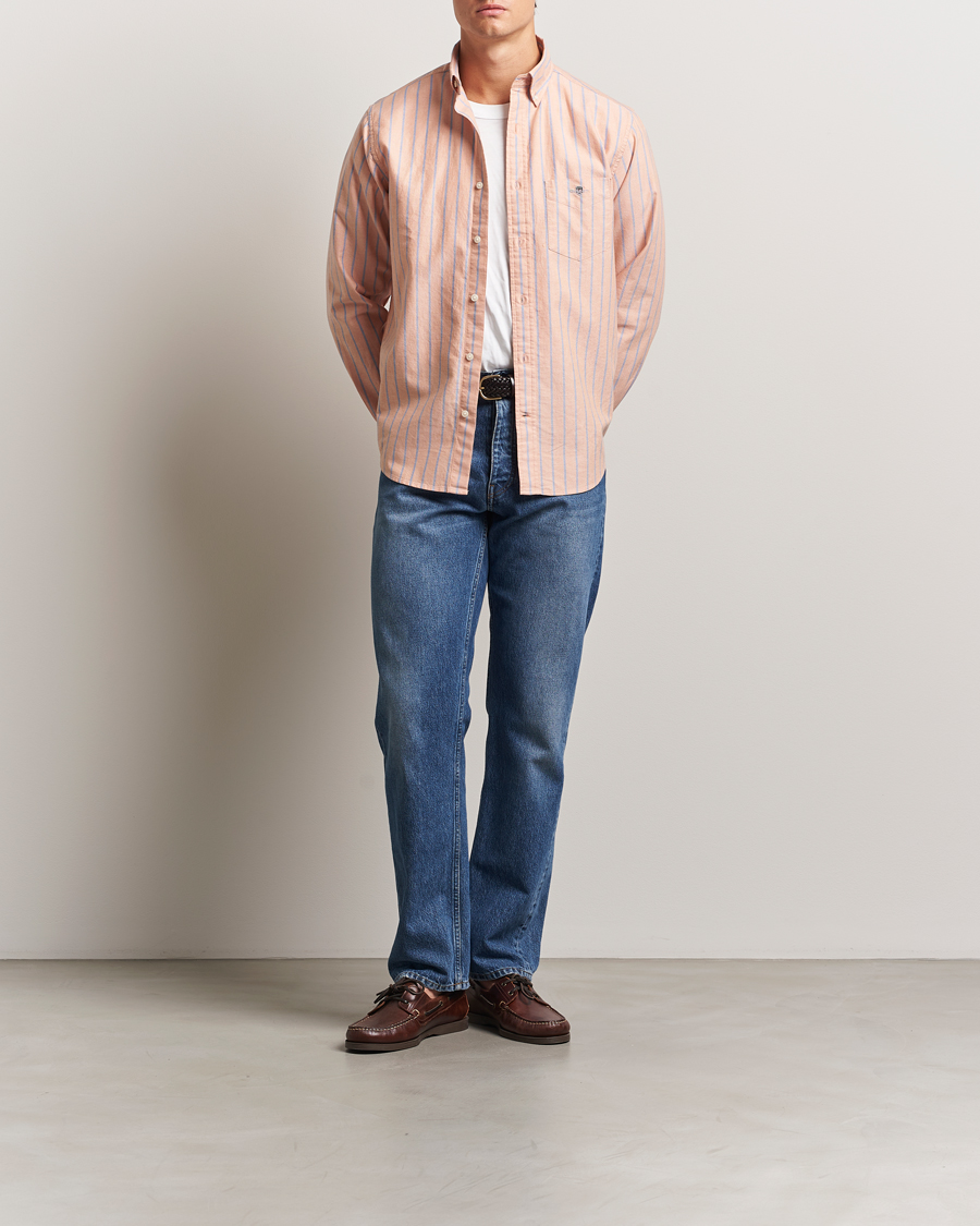 Herre | Skjorter | GANT | Regular Fit Classic Oxford Striped Shirt Orange