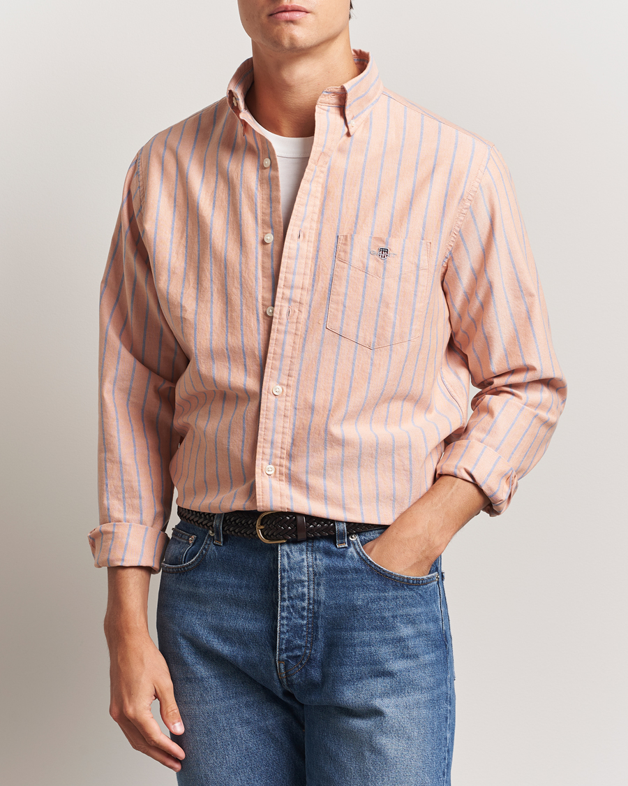 Herre | Skjorter | GANT | Regular Fit Classic Oxford Striped Shirt Orange