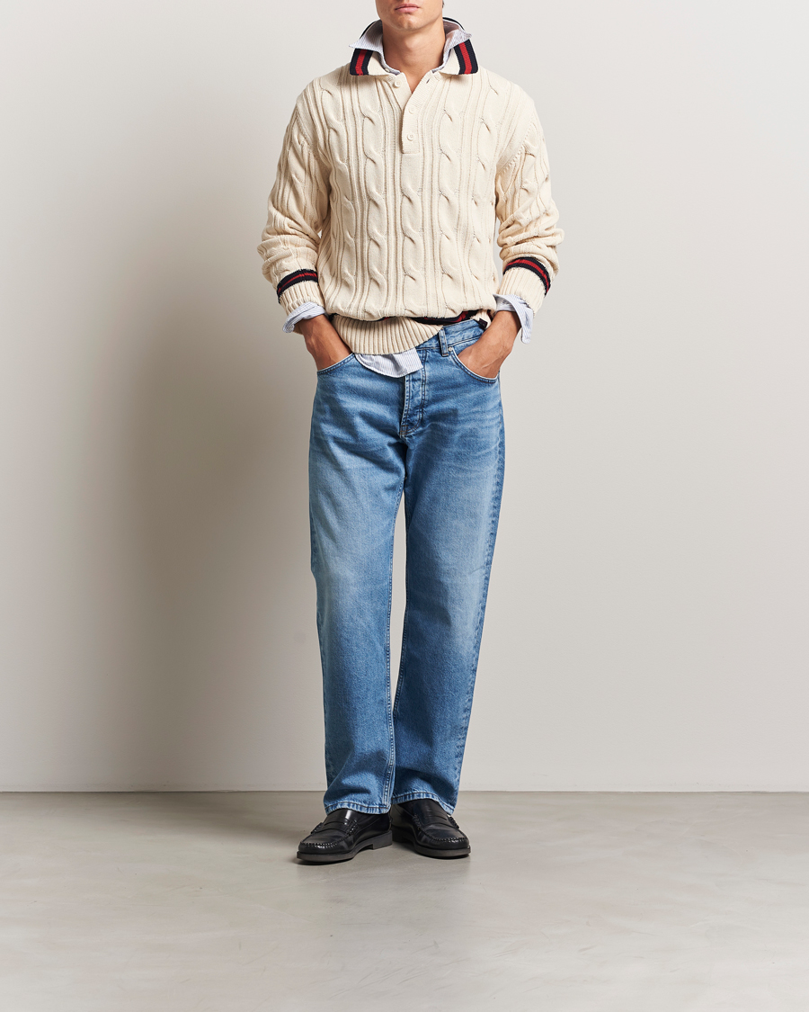 Herre | Trøjer | GANT | Cable Heavy Knitted Polo Cream