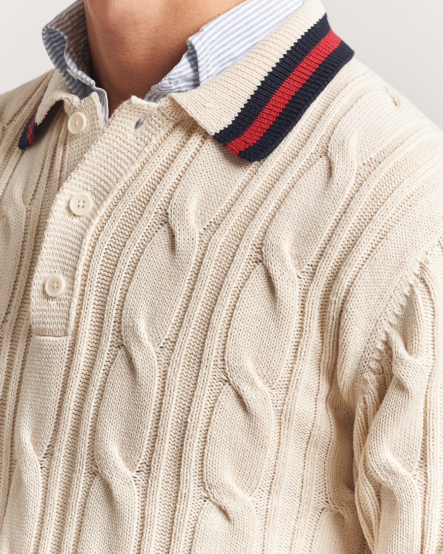 Herre | Trøjer | GANT | Cable Heavy Knitted Polo Cream