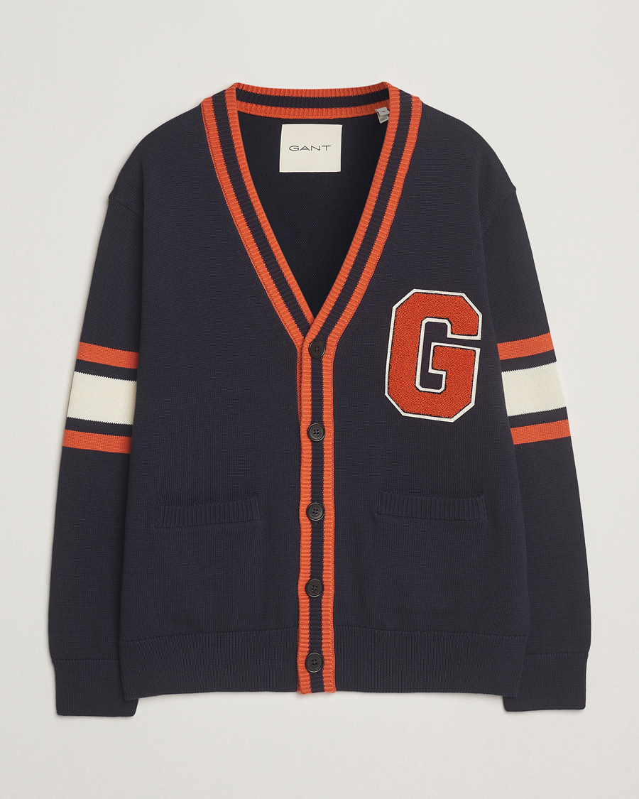 Herre | Trøjer | GANT | G-Badge Knitted Cardigan Evening Blue
