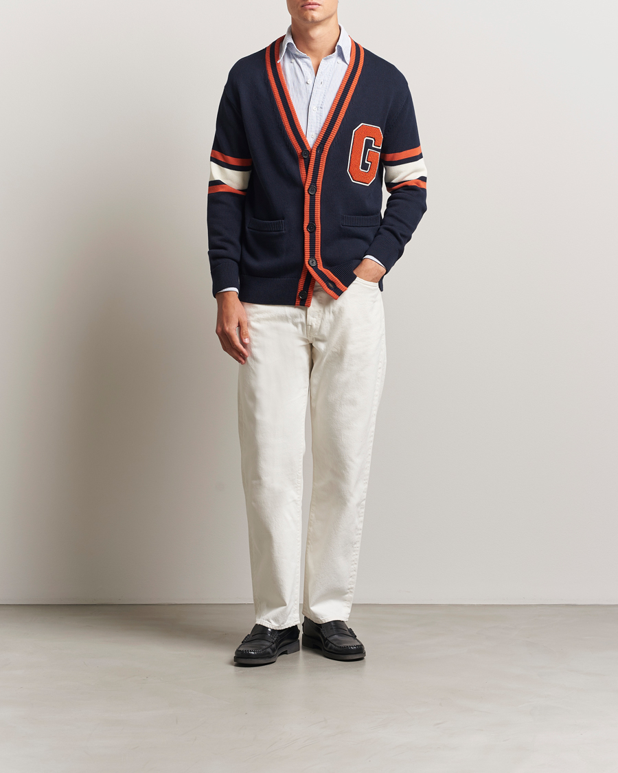 Herre | Trøjer | GANT | G-Badge Knitted Cardigan Evening Blue