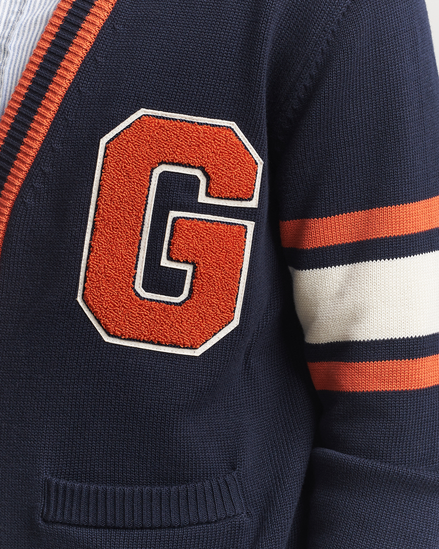 Herre | Trøjer | GANT | G-Badge Knitted Cardigan Evening Blue