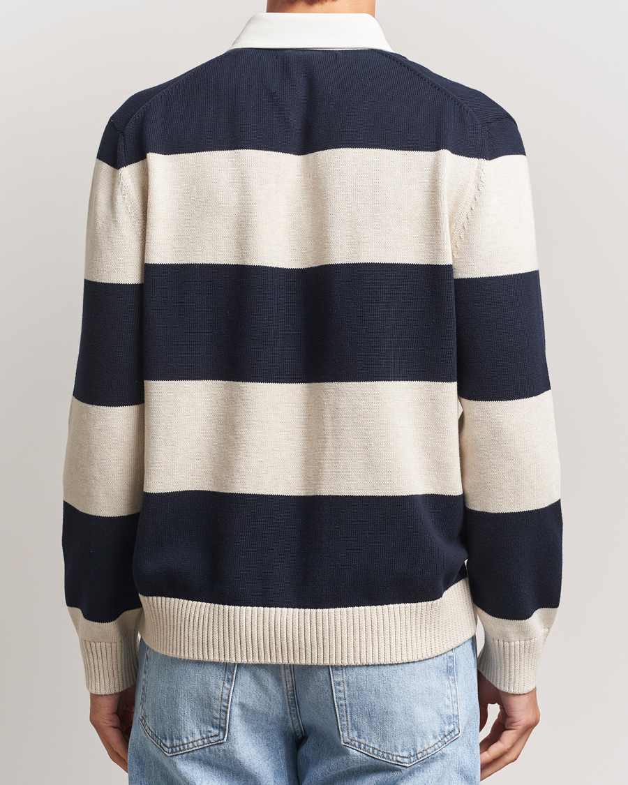 Herre | Trøjer | GANT | Knitted Barstriped Rugger Evening Blue