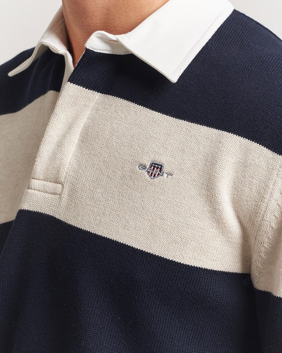 Herre | Trøjer | GANT | Knitted Barstriped Rugger Evening Blue