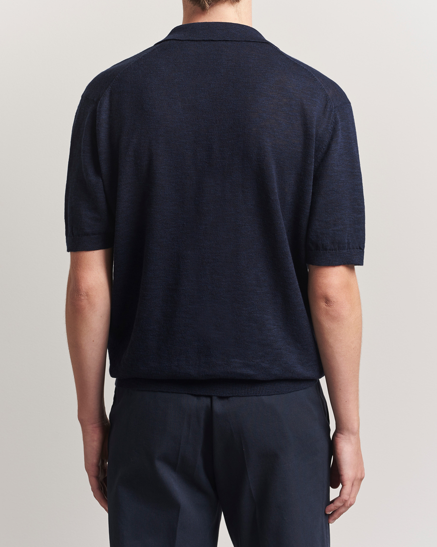 Herre | Polotrøjer | GANT | Linen/Cotton Open Collar Polo Evening Blue