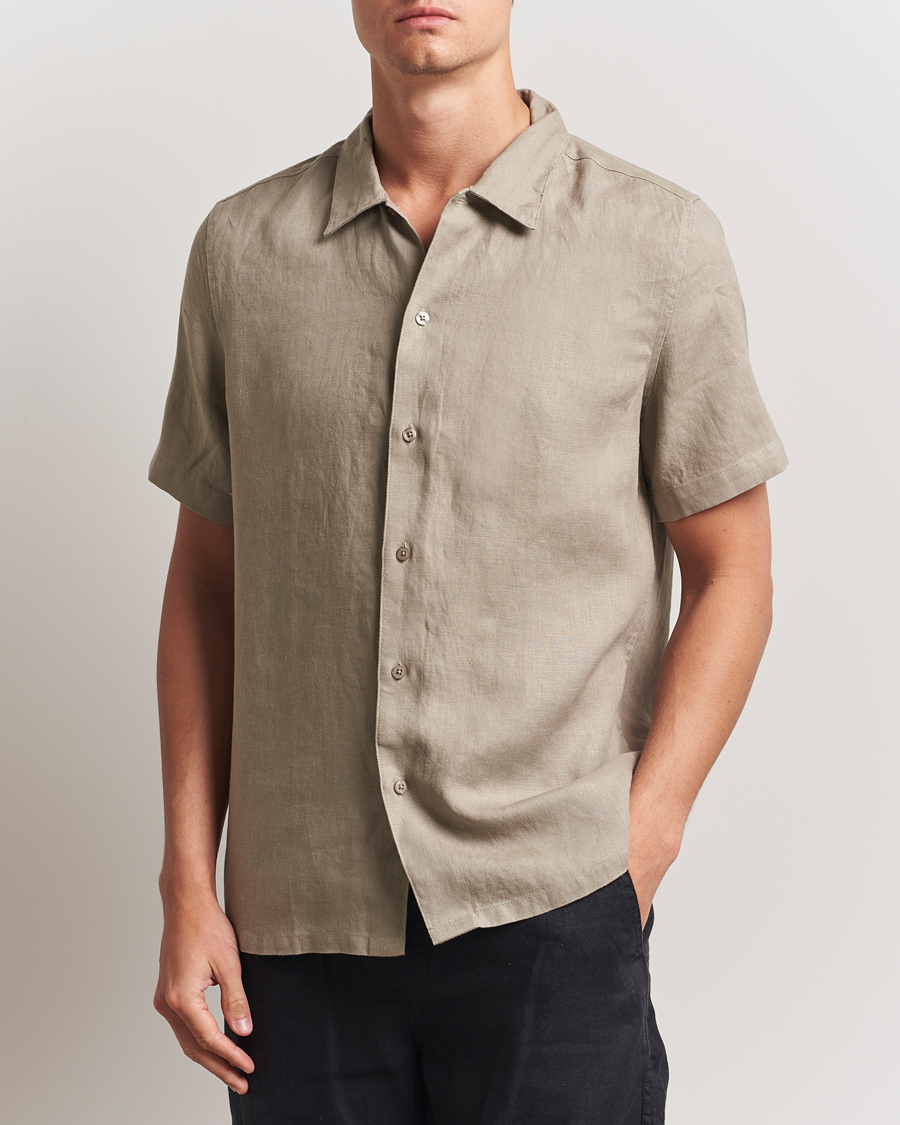 Herre | Skjorter | Samsøe Samsøe | Avan Linen Short Sleeve Shirt Greige