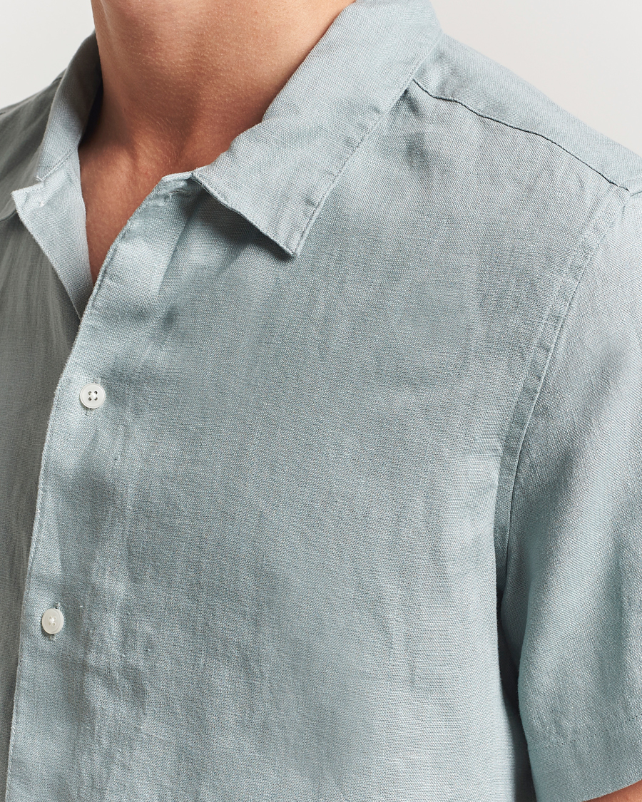 Herre | Skjorter | Samsøe Samsøe | Avan Linen Short Sleeve Shirt Abyss Green