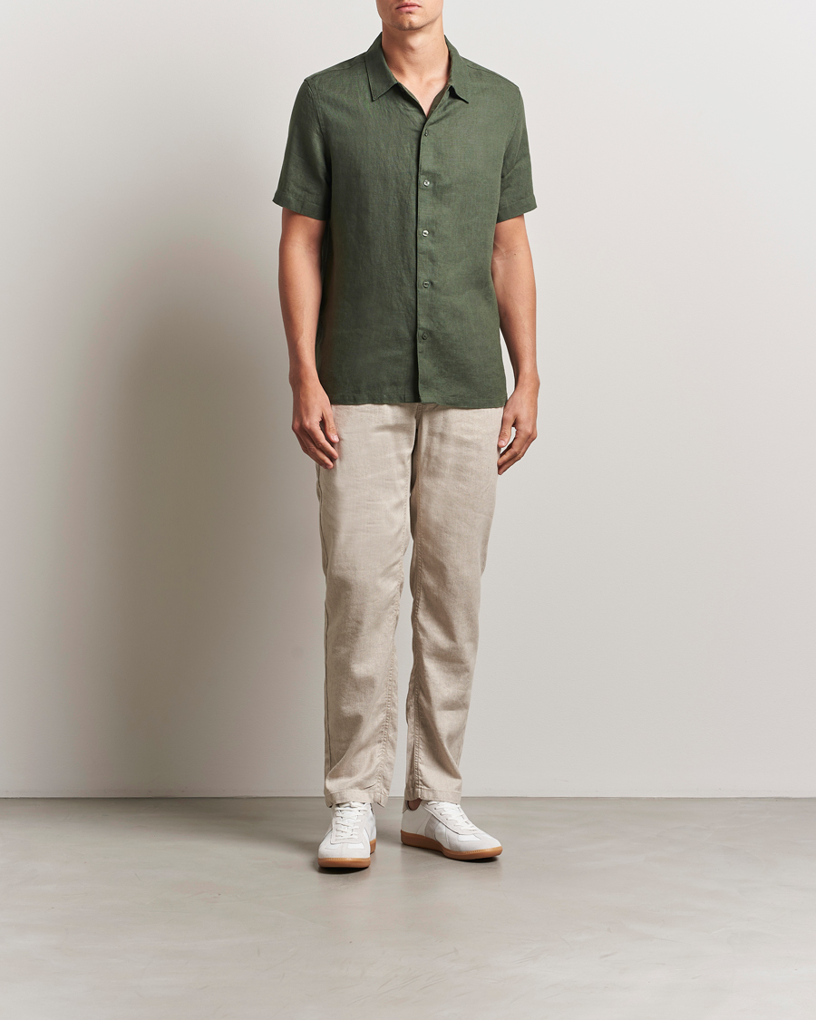 Herre | Skjorter | Samsøe Samsøe | Avan Linen Short Sleeve Shirt Climbing Ivy