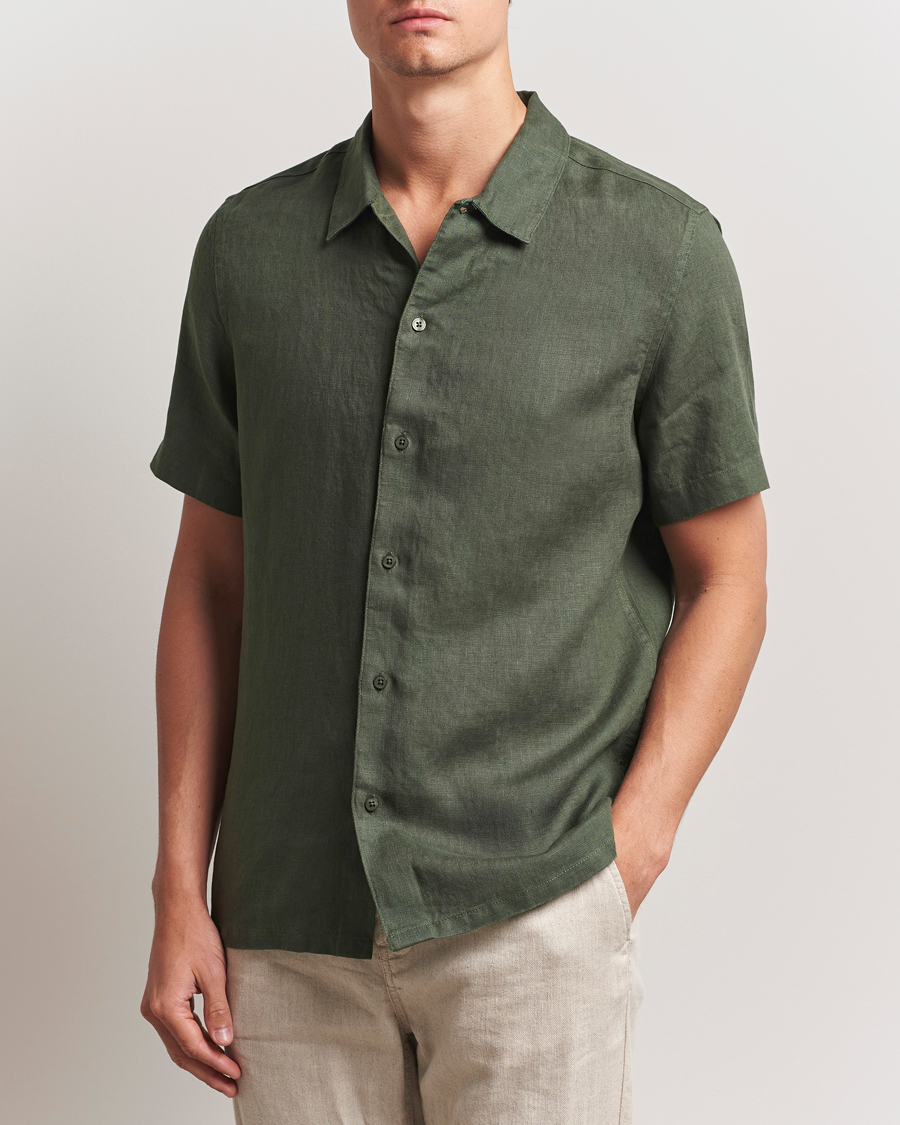 Herre | Skjorter | Samsøe Samsøe | Avan Linen Short Sleeve Shirt Climbing Ivy
