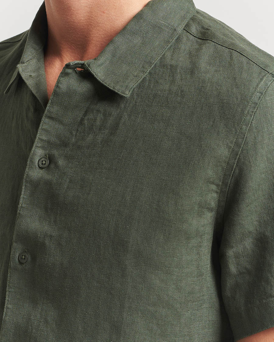 Herre | Skjorter | Samsøe Samsøe | Avan Linen Short Sleeve Shirt Climbing Ivy
