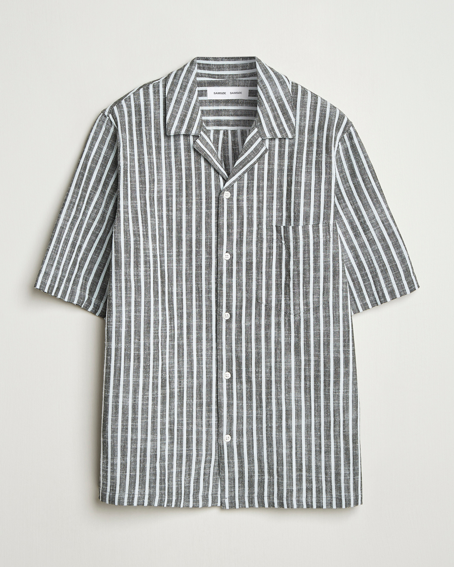 Herre | Skjorter | Samsøe Samsøe | Oscar Striped Short Sleeve Shirt Climbing Ivy