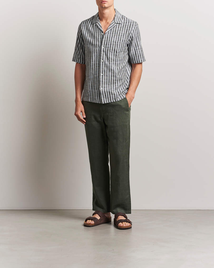 Herre | Skjorter | Samsøe Samsøe | Oscar Striped Short Sleeve Shirt Climbing Ivy