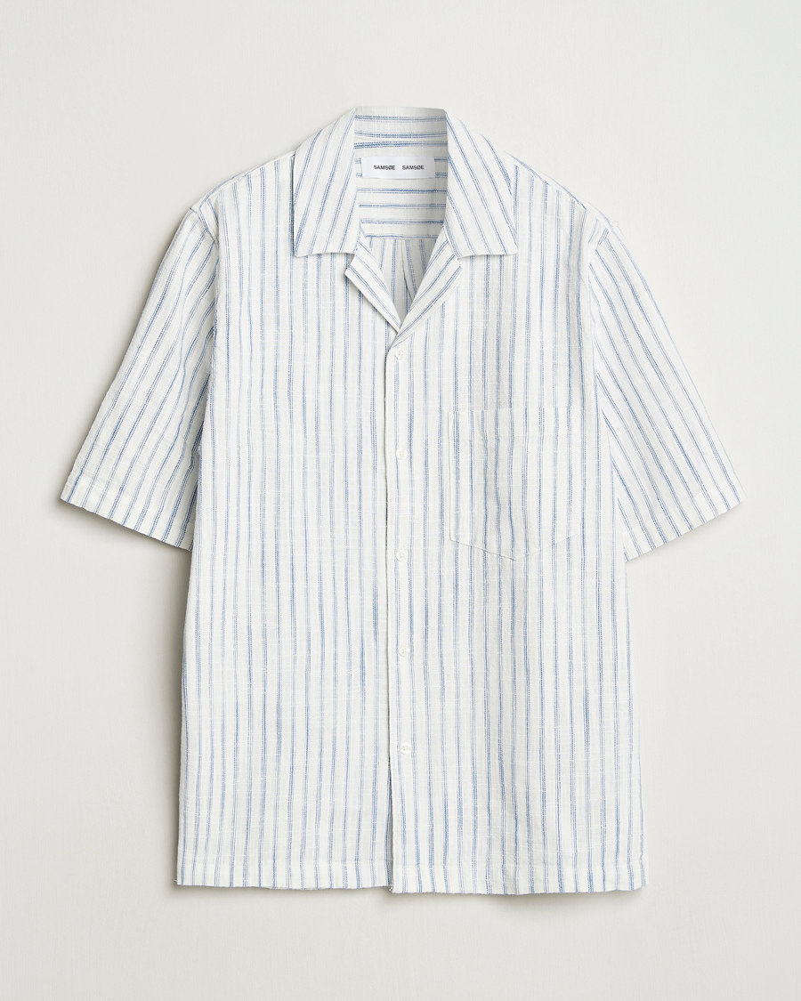 Herre | Skjorter | Samsøe Samsøe | Oscar Striped Short Sleeve Shirt Clear Cream