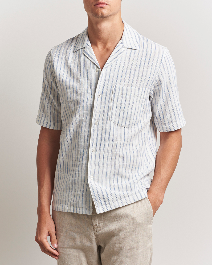 Herre | Skjorter | Samsøe Samsøe | Oscar Striped Short Sleeve Shirt Clear Cream