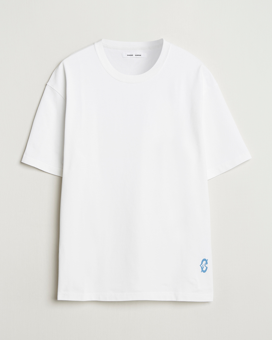 Herre | T-Shirts | Samsøe Samsøe | Printed Swirl Crew Neck T-Shirt White