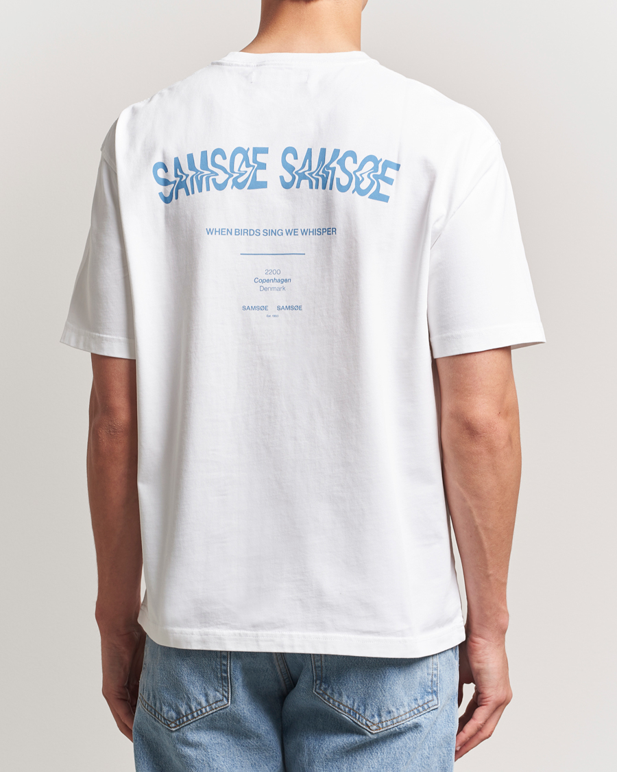 Herre | T-Shirts | Samsøe Samsøe | Printed Swirl Crew Neck T-Shirt White